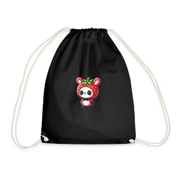 Panda en costume de fraise - Sac de sport léger - noir - Devant