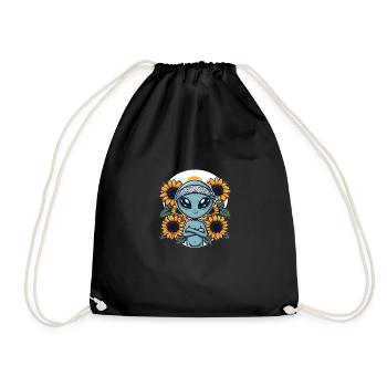 Alien Bandana Sonnenblumen Sci-Fi - Turnbeutel - Schwarz - Vorne
