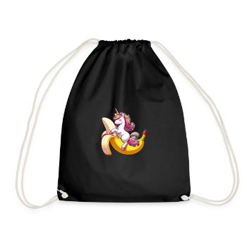 Unicorn on banana - Drawstring Bag - black - Front