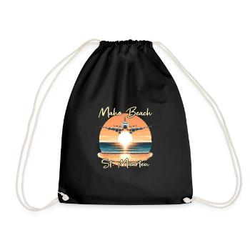 Airplane show over Maho Beach - Drawstring Bag - black - Front