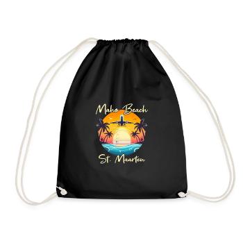 Airplane show over Maho Beach - Drawstring Bag - black - Front