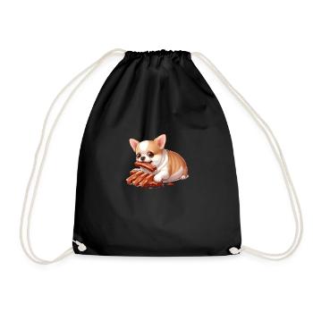 Chihuahua loves spare ribs - Drawstring Bag - black - Front