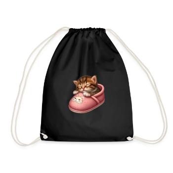 Cat kitten sleeping in shoe - Drawstring Bag - black - Front