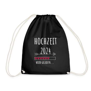 Hochzeit 2024 Partnerlook Paare Braut & Bräutigam - Turnbeutel - Schwarz - Vorne