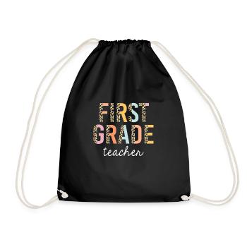 Leopard First Grade Teacher 1st Grade Back To - Turnbeutel - Schwarz - Vorne