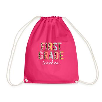Leopard First Grade Teacher 1st Grade Back To - Turnbeutel - Fuchsia - Vorne