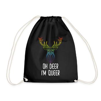 DEER Queer Hart Funny LGBTQ Gay Gift - Drawstring Bag - black - Front