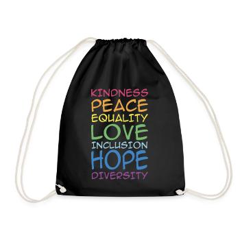 GENTILLESSE, PAIX, ÉGALITÉ, INCLUSION, , DIVERSITÉ, - Sac de sport léger - noir - Devant