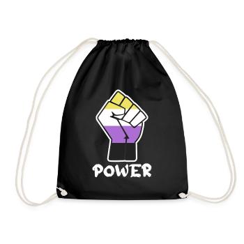 Power Nonbinary Pride Fist Design for Equality - Drawstring Bag - black - Front