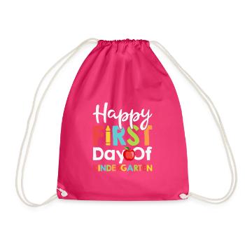 Happy first day of kindergarten - Drawstring Bag - fuchsia - Front