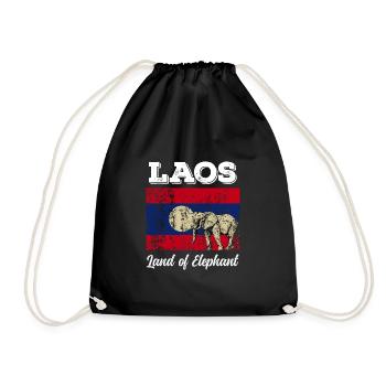 Laos Laote Laoten Flagge Elefant Lao I Geschenk - Turnbeutel - Schwarz - Vorne