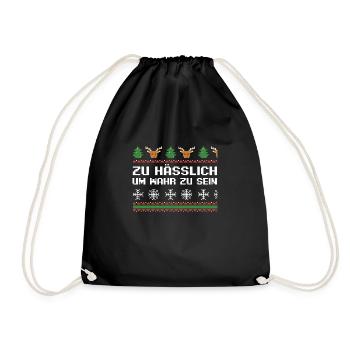 Weihnachtsmann Weihnachtsfest Ugly Christmas - Turnbeutel - Schwarz - Vorne