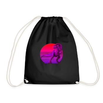 Retrowave Sunset with TRex - Drawstring Bag - black - Front
