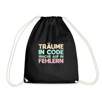 Träume In Code, Wache Auf In Fehlern - Turnbeutel - Schwarz - Vorne