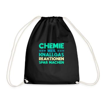Chemie: Weil Knallgas-Reaktionen Spaß Machen - Turnbeutel - Schwarz - Vorne