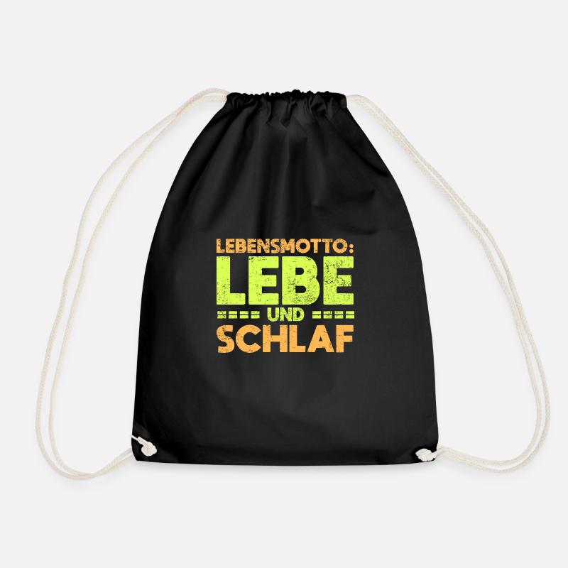 Lebensmotto: Lebe Und Schlaf - Turnbeutel - Schwarz