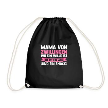 Mom of twins - Drawstring Bag - black - Front