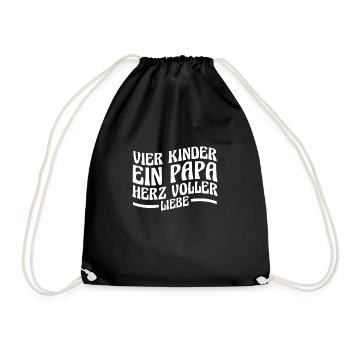 Dad of 4 children - Drawstring Bag - black - Front