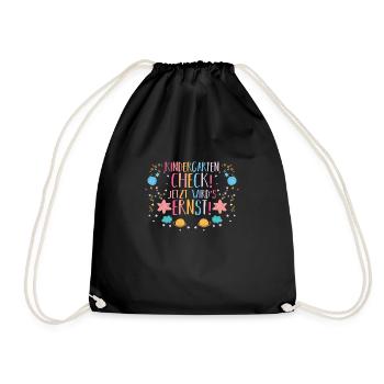 1 Grade School Child Back to School Kindergarten Kita E - Drawstring Bag - black - Front