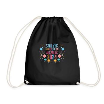 1 Grade School Child Back to School Kindergarten Kita E - Drawstring Bag - black - Front