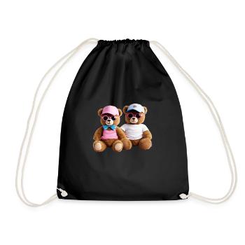 Coole Teddys Couple - Turnbeutel - Schwarz - Vorne