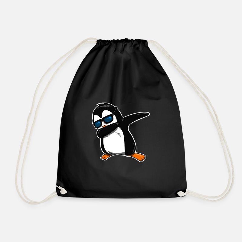 Dabbing Penguin Cool - Drawstring Bag - black