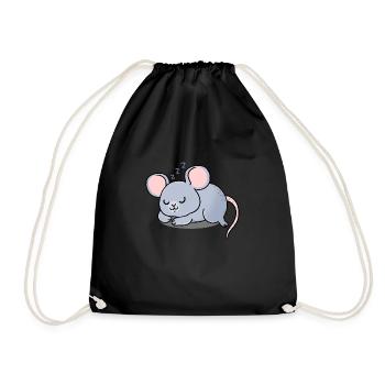Maus schlafend - Turnbeutel - Schwarz - Vorne