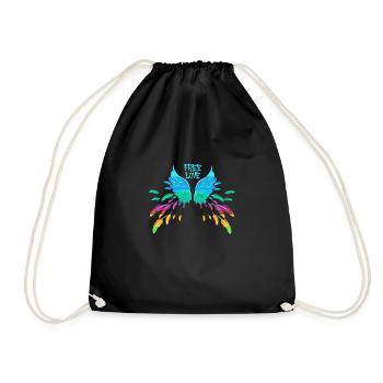 ailes colorées, ailes d’ange, ailes d’ange, amour libre - Sac de sport léger - noir - Devant