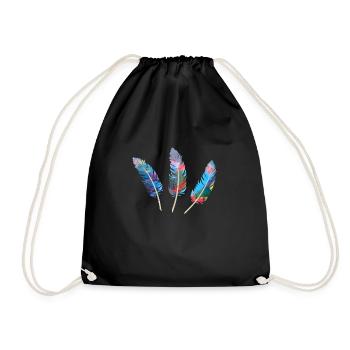 feathers,colorful,feather,graffiti - Drawstring Bag - black - Front