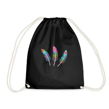 feathers,colorful,feather,graffiti - Drawstring Bag - black - Front
