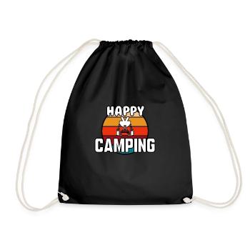 Happy camping - Drawstring Bag - black - Front