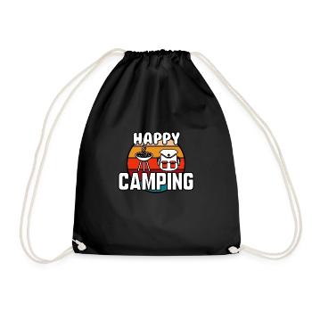Happy camping - Drawstring Bag - black - Front