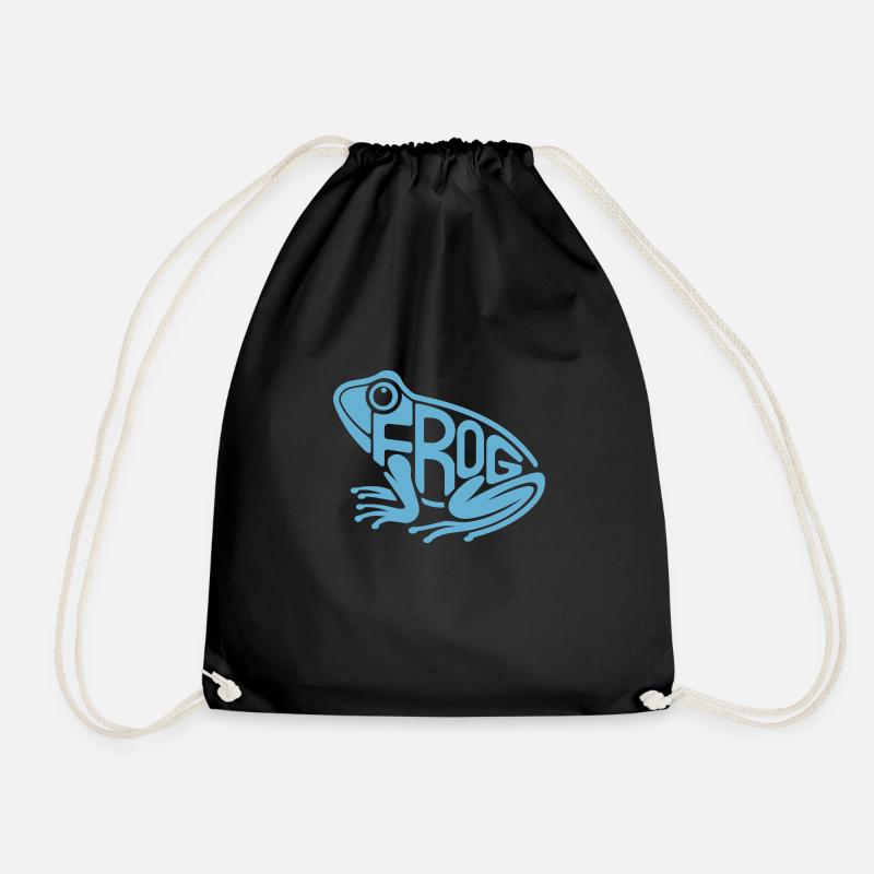 Playful Frog Typography - Drawstring Bag - black