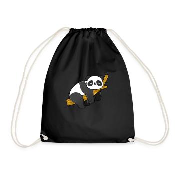Panda sleeping on a branch - Drawstring Bag - black - Front