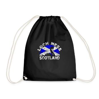 Distressed Loch Ness Monster Schottland Flagge - Turnbeutel - Schwarz - Vorne