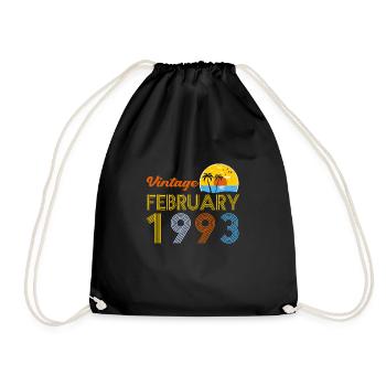 30th Birthday Vintage February 1993 30 Years Gifts - Drawstring Bag - black - Front