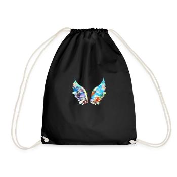 angelwings,wings,watercolor,colorful,angel wings - Drawstring Bag - black - Front