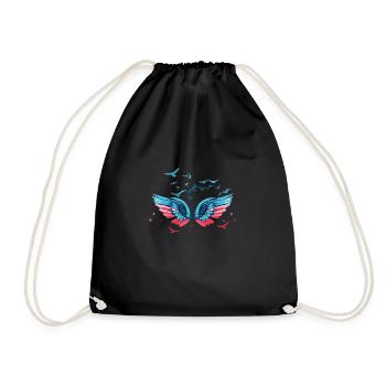 angel wings,wings,angelwings,flocks of birds,birds - Drawstring Bag - black - Front