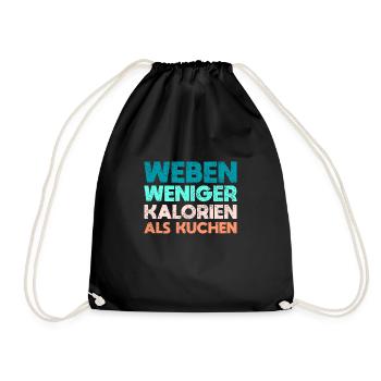 Weben - Weniger Kalorien Als Kuchen - Turnbeutel - Schwarz - Vorne