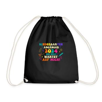 1 Grade School Child Back to School Kindergarten Kita E - Drawstring Bag - black - Front