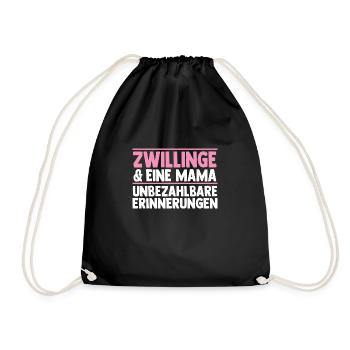Mom of twins - Drawstring Bag - black - Front