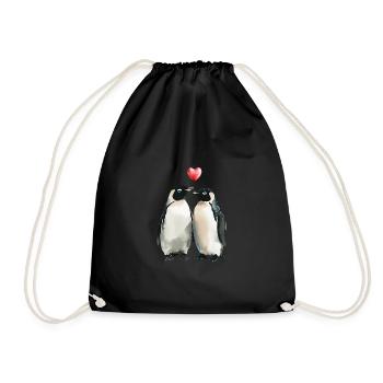 Für immer zusammen Love Pinguine - Turnbeutel - Schwarz - Vorne