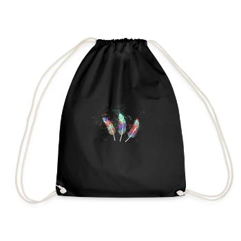 feathers,colorful,feather,graffiti - Drawstring Bag - black - Front
