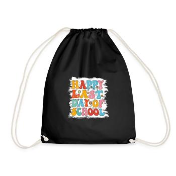 Bleached Happy Last Day Of School Teacher Student - Drawstring Bag - black - Front