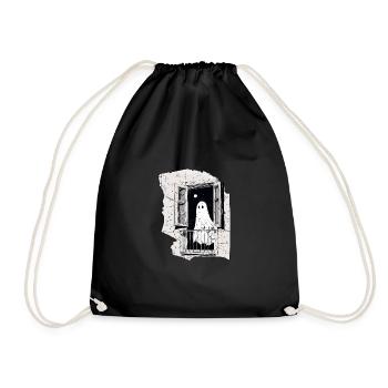 Spooky Ghost in the Window vintage, Buh, Halloween - Turnbeutel - Schwarz - Vorne