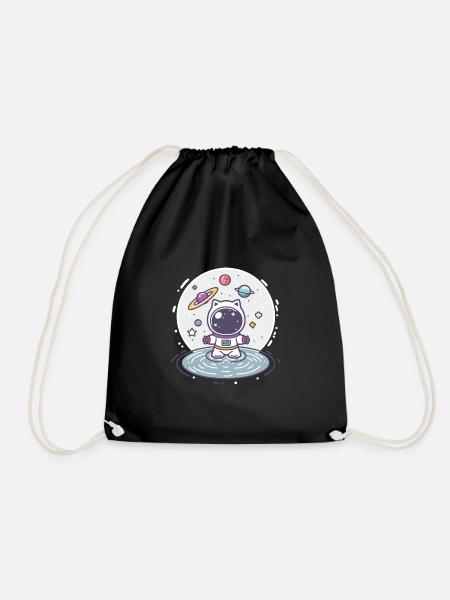 cat astronaut, galaxy cat - Turnbeutel - Schwarz