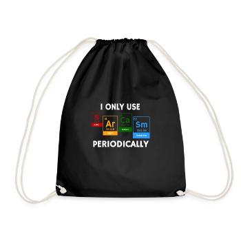 I Only Use Sarcasm Periodically Chemistry Pun - Drawstring Bag - black - Front
