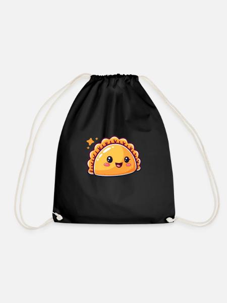 Cute Empanada Comic - Drawstring Bag - black