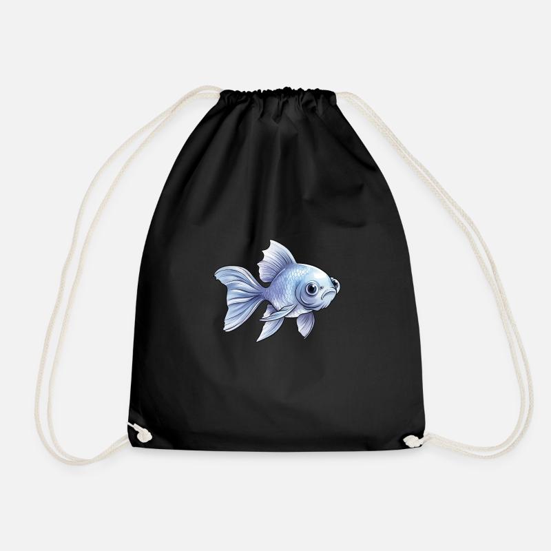 Blue Veiltail Goldfish - Drawstring Bag - black