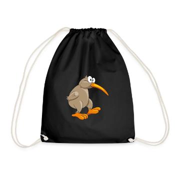 Oiseau kiwi drôle pensif - Sac de sport léger - noir - Devant